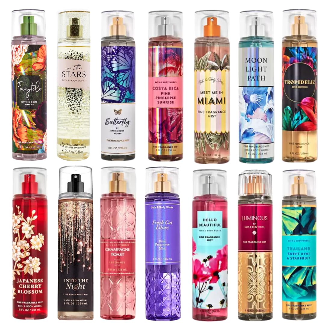 Bath Body Works 3 PACK, Random Miscellaneous Assorted FINE FRAGRANCE MIST, 8 oz each (24 oz total)