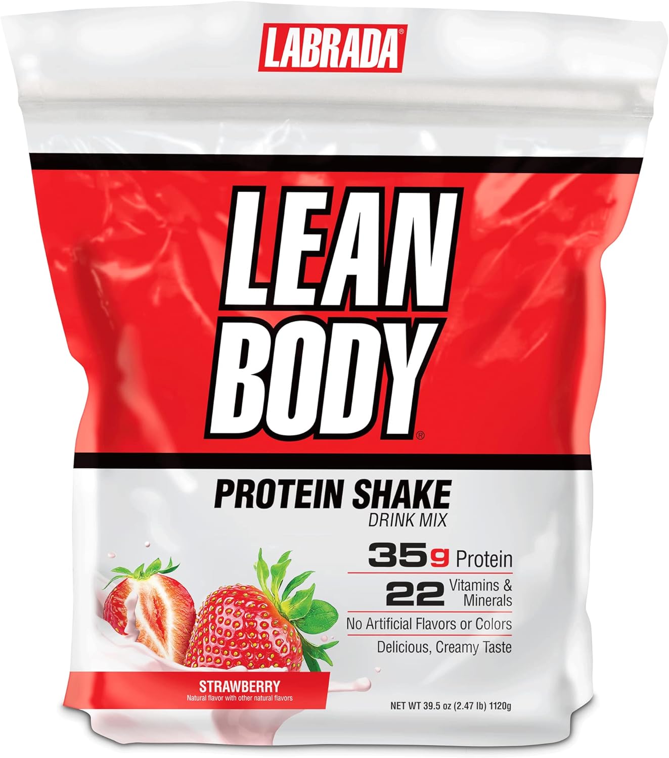 Labrada Nutrition Lean Body Hi-Protein Shake, Strawberry, 2.47-Pound Tub Strawberry PACKAGING MAY VARY